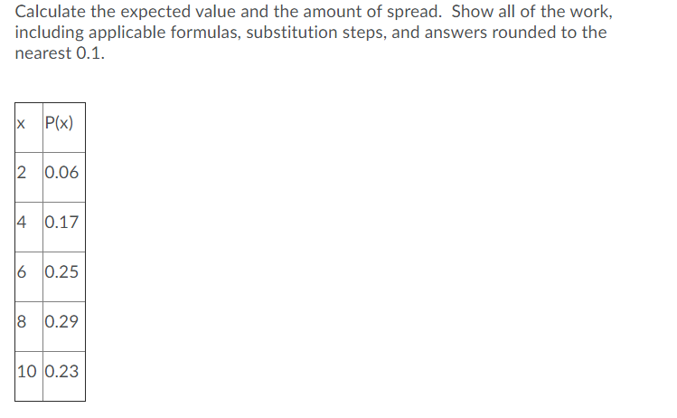Solved Calculate the expected value and the amount of | Chegg.com