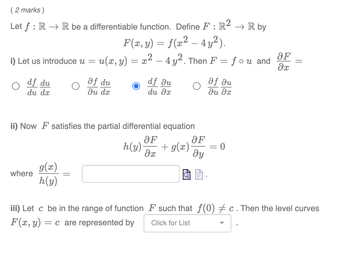 Solved 2 Marks Let F R R Be A Differentiable Function