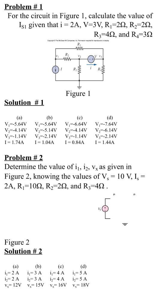 Solved Problem #1 For The Circuit In Figure 1, Calculate The | Chegg.com