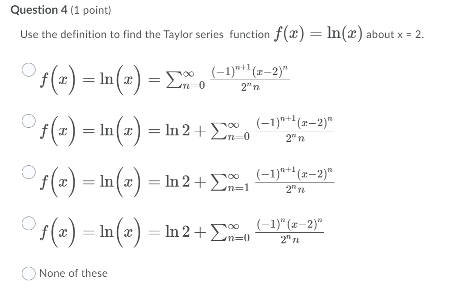 Solved Question 4 (1 point) Use the definition to find the | Chegg.com