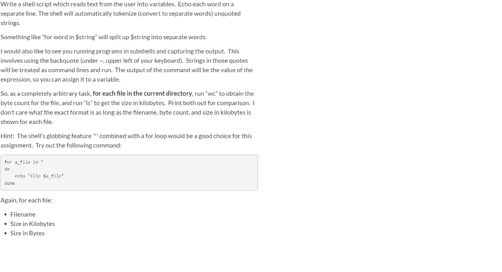 Solved Write a shell script which reads text from the user | Chegg.com