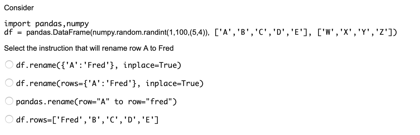 Solved Consider import pandas numpy df Chegg