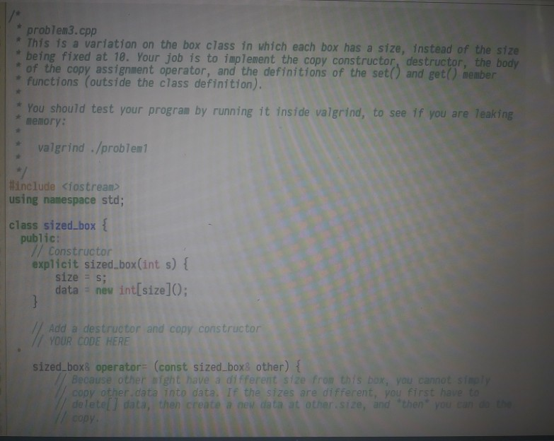 Solved problem3.cpp This is a variation on the box class in | Chegg.com