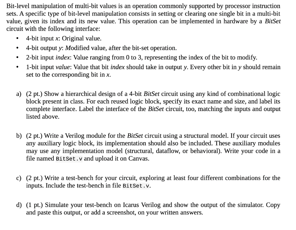 Bit-level manipulation of multi-bit values is an | Chegg.com