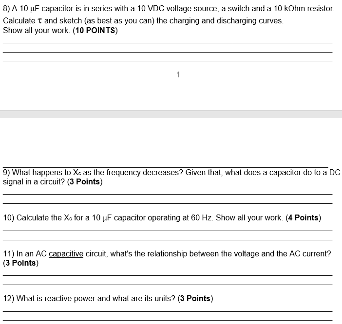 Solved 1) What is the main purpose of a capacitor and how | Chegg.com