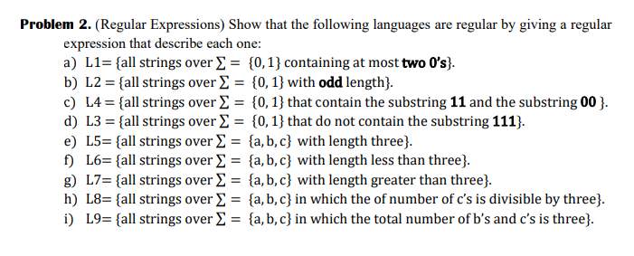 Solved Problem 2. (Regular Expressions) Show that the | Chegg.com