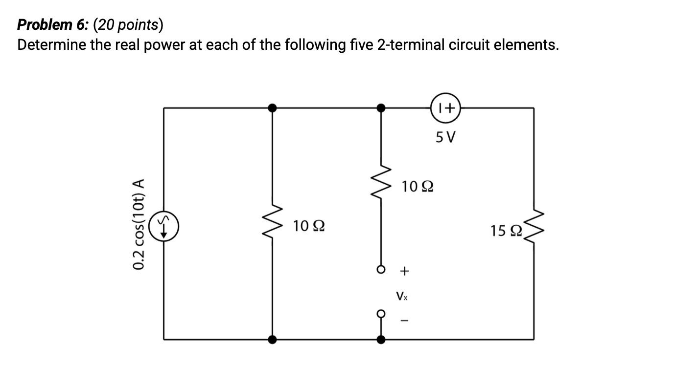 Solved Problem 6: (20 points) Determine the real power at | Chegg.com