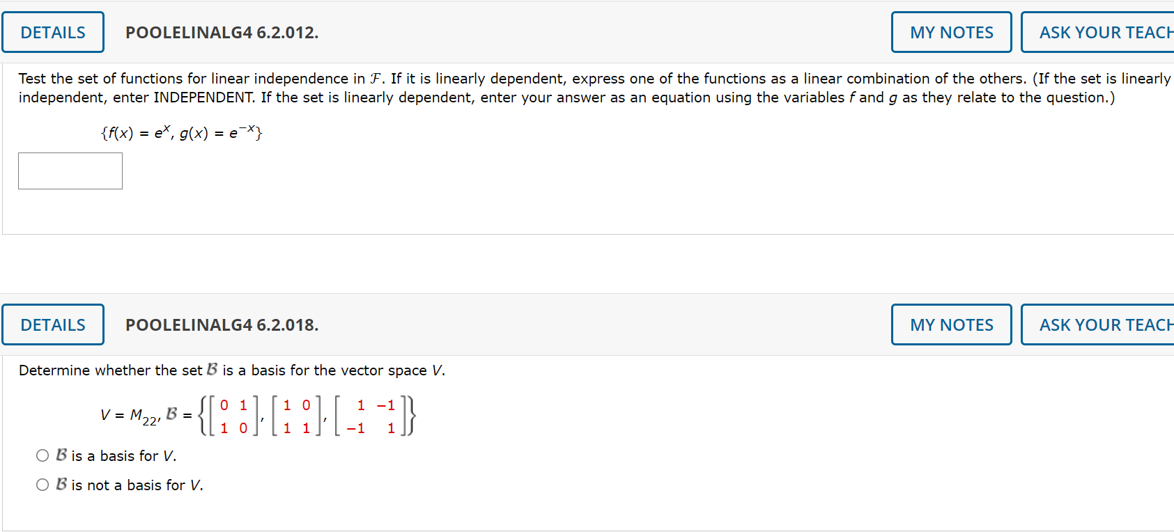 Solved Determine Whether The Set B Is A Basis For The Vector | Chegg.com