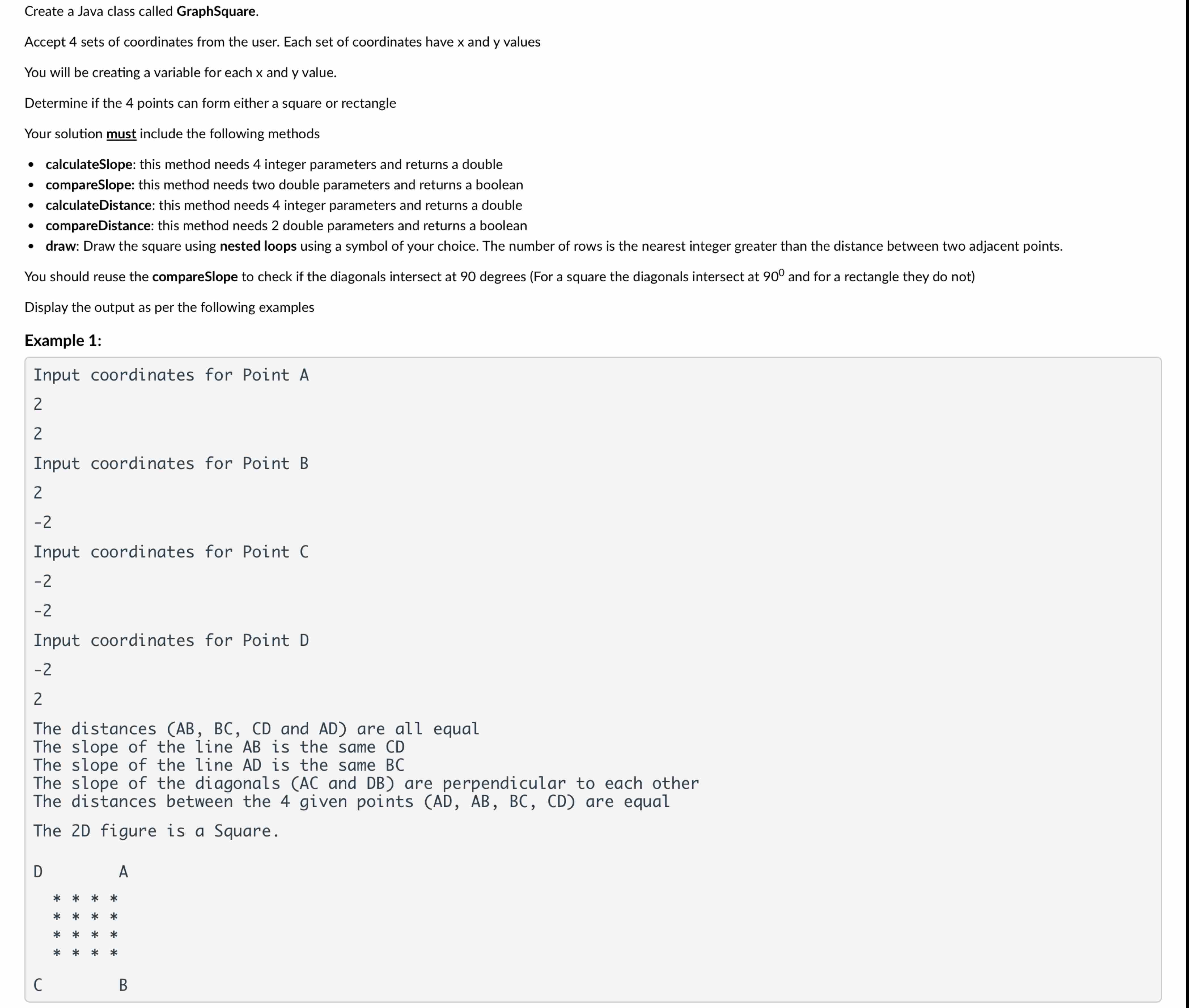 Solved Create a Java class called GraphSquare.Accept 4 ﻿sets | Chegg.com