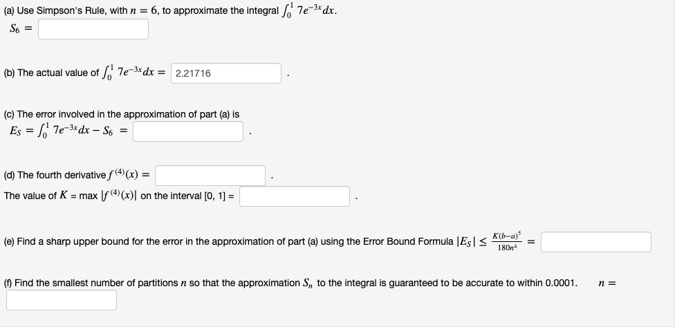 Solved A Use Simpsons Rule With N 6 To Approximate 8728