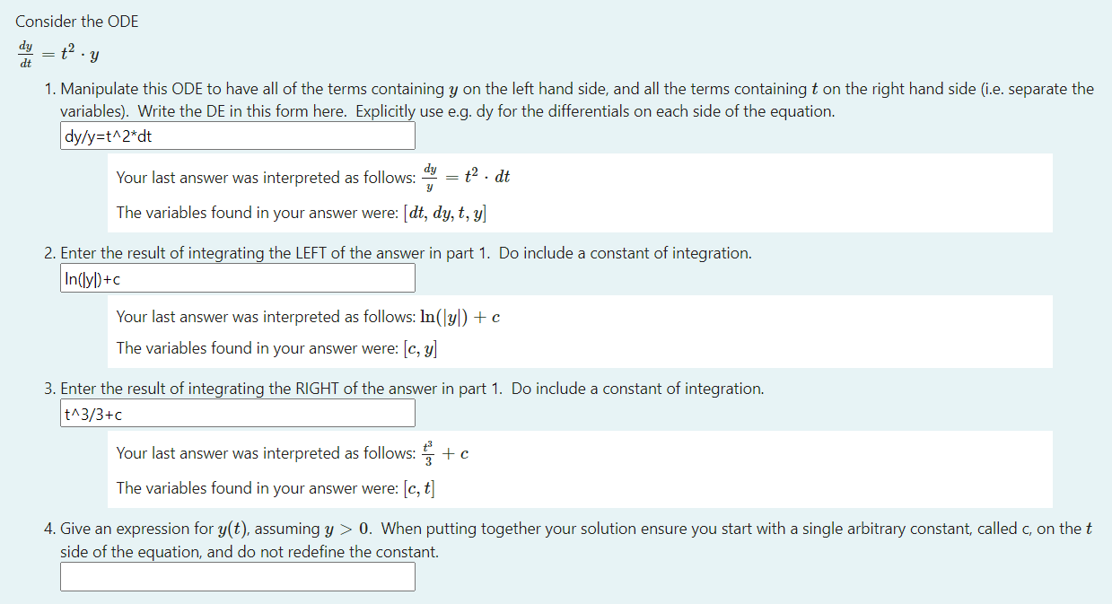 Solved Consider the ODE dy dt — ť .y 1. Manipulate this ODE | Chegg.com