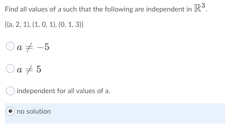 Solved Find all values of a such that the following are | Chegg.com