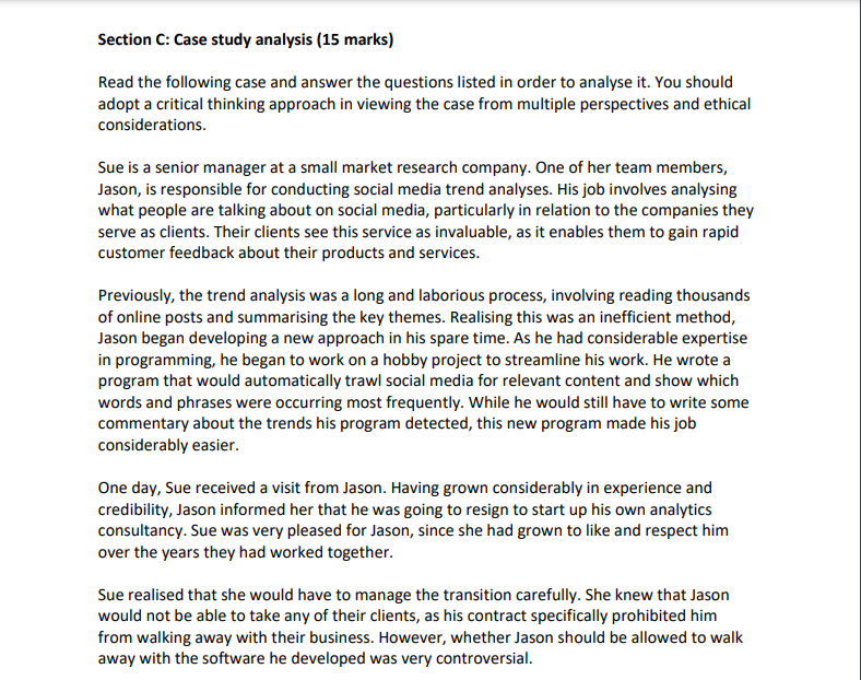 Read the following case and answer the questions