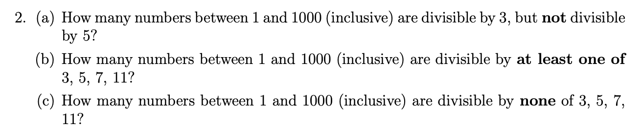 HOW MANY NUMBERS BETWEEN 1 AND 1000 ARE DIVISIBLE BY 2 3 5 visual data 2