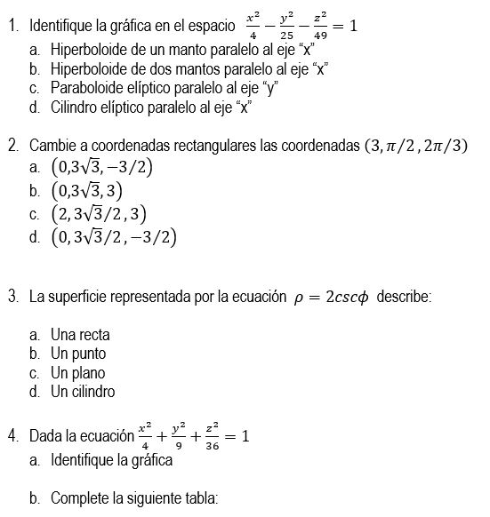 Solved 1 Identify The Graph In Space A Hyperboloid Of A Chegg Com