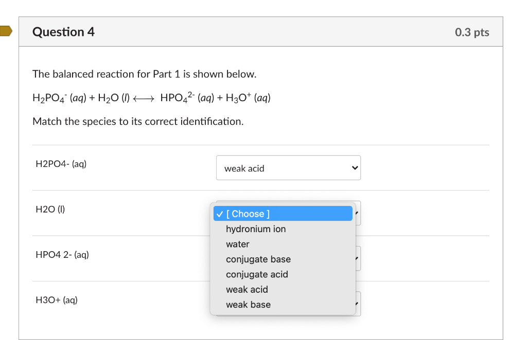 Solved Question 4 0.3 pts The balanced reaction for Part 1 | Chegg.com