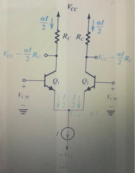 Solved 9.31 Consider the BJT differential amplifier when fed | Chegg.com