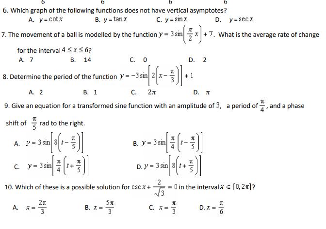 Solved 6 6. Which graph of the following functions does not | Chegg.com