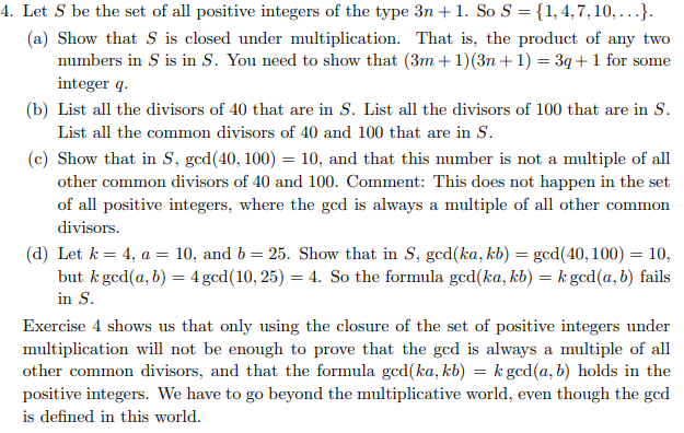 Let \( S \) be the set of all positive integers of the type \( 3 n+1 \). So \( S=\{1,4,7,10, \ldots\} \).
(a) Show that \( S 