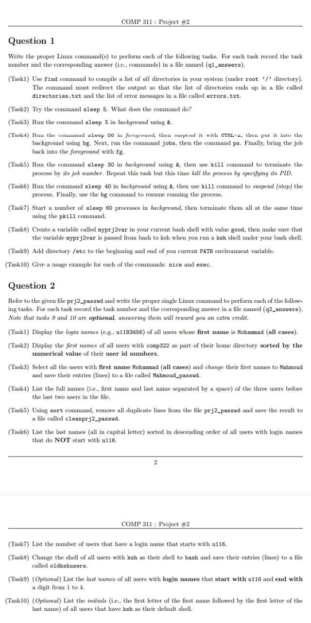 Solved Question 1 Write the proper Linux command(s) to | Chegg.com