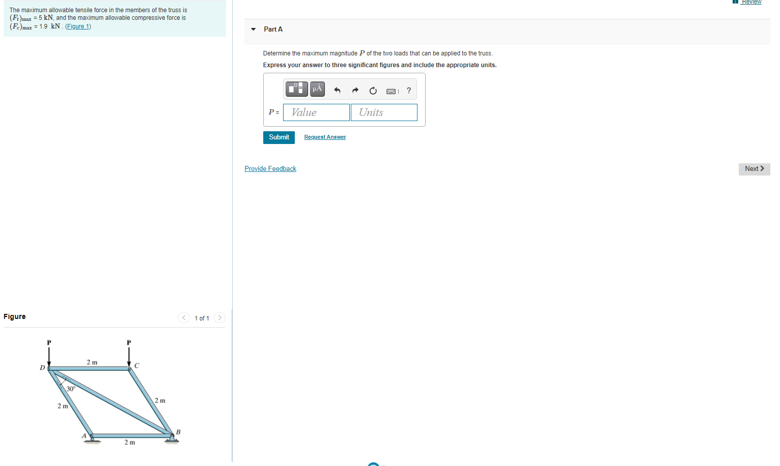 Solved Review The maximum allowable tensile force in the | Chegg.com