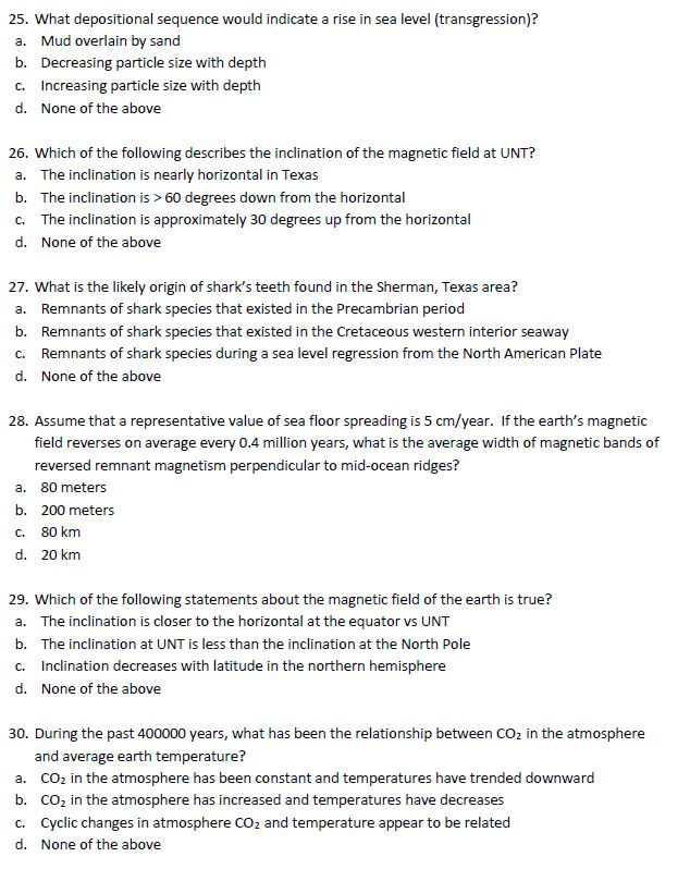 25 What Depositional Sequence Would Indicate A Ri Chegg Com