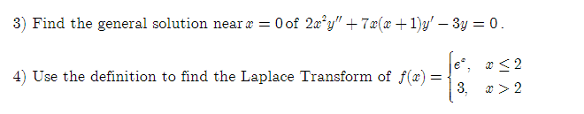 Solved 3) Find the general solution near x=0 of | Chegg.com