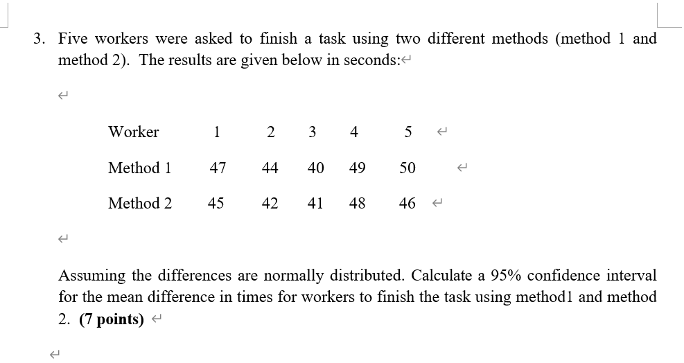 Solved 3. Five workers were asked to finish a task using two | Chegg.com
