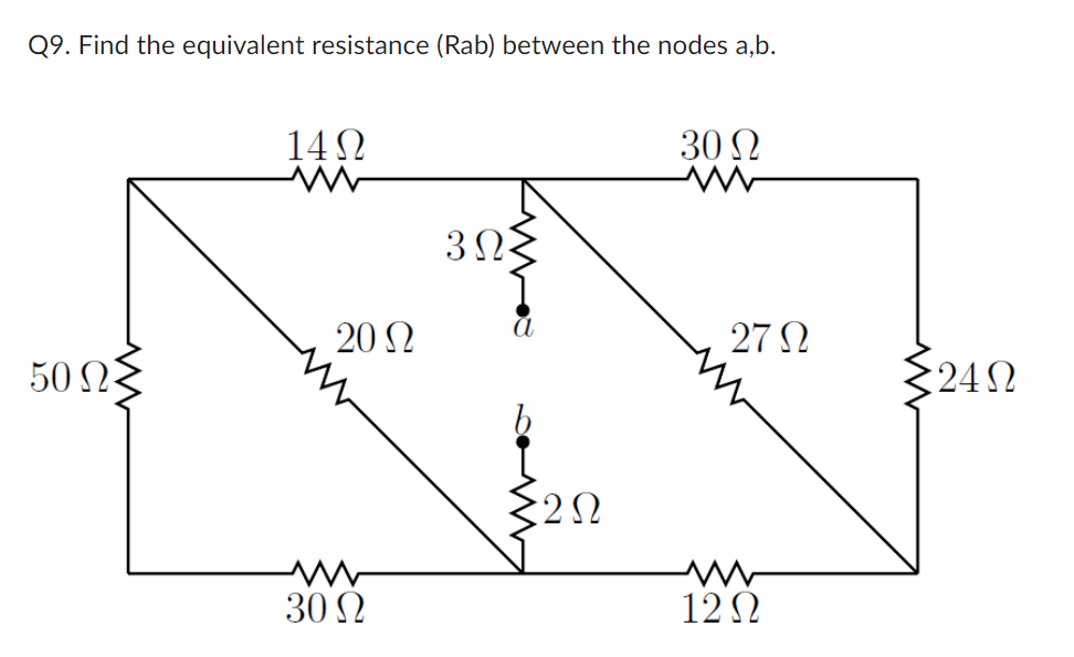 Solved Q9. Find The Equivalent Resistance ( Rab) Between The | Chegg.com