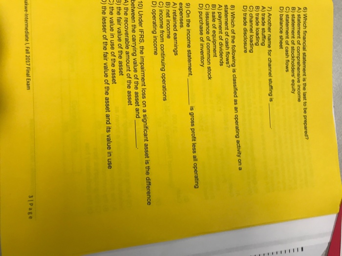 6 Which Financial Statement Is The Last To Be Prepared B C 