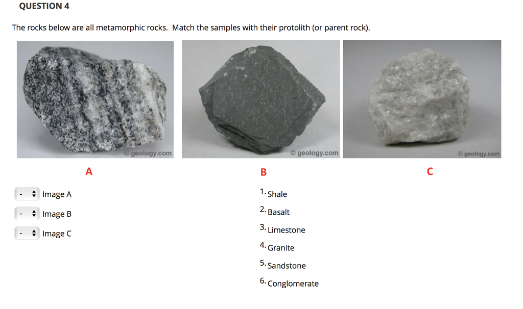 Solved QUESTION 4 The rocks below are all metamorphic rocks. | Chegg.com