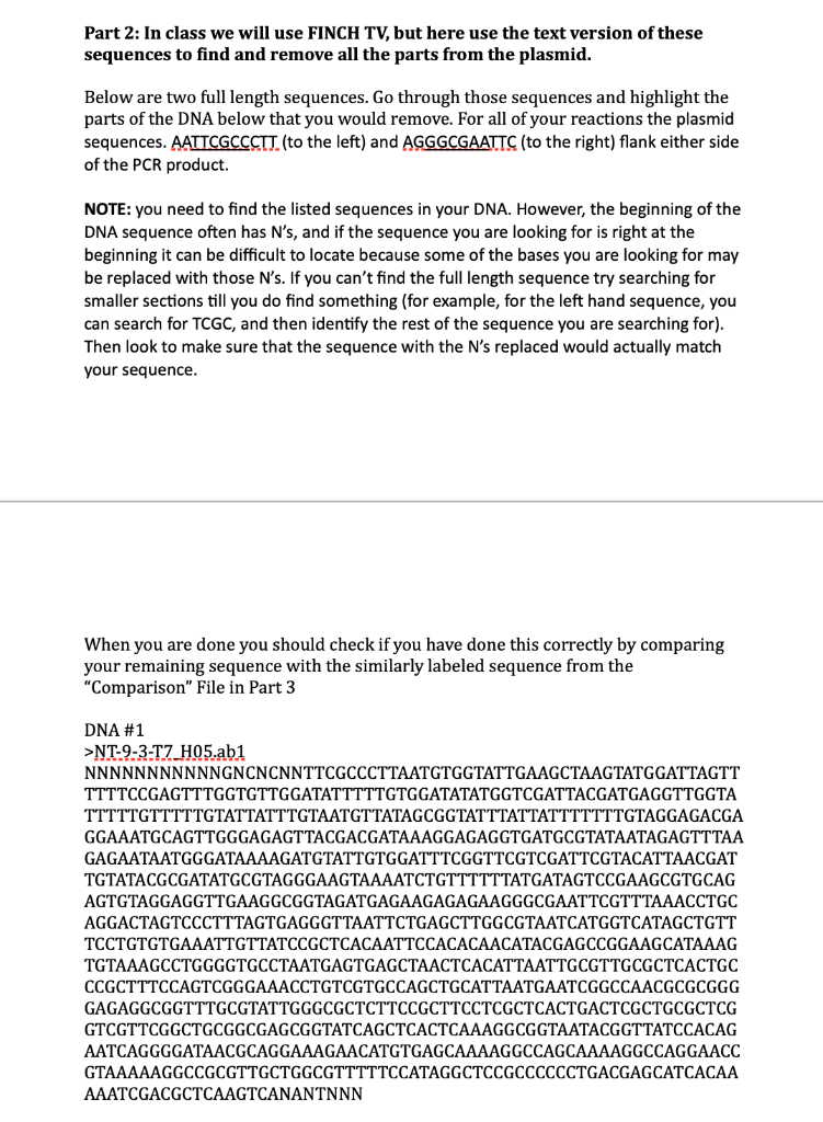 Solved Part 2: In class we will use FINCH TV, but here use | Chegg.com