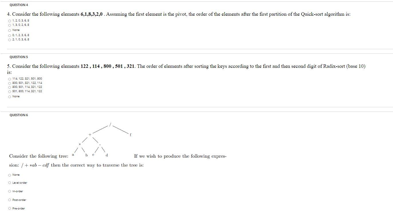 Solved QUESTION 4 4. Consider the following elements | Chegg.com