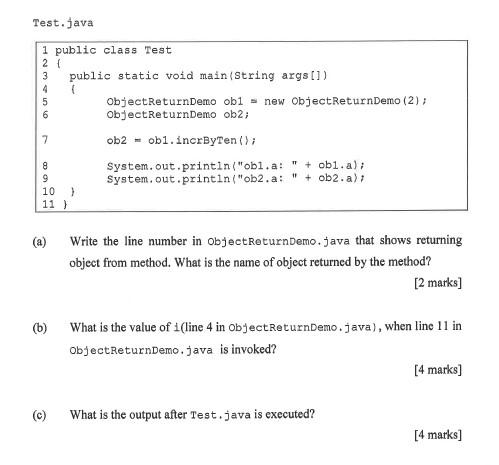 Solved Question 9 The Following Program Test.java And Object | Chegg.com