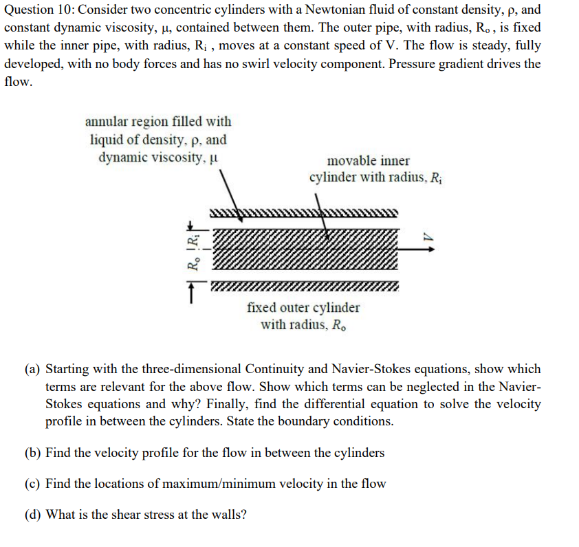 Question 10 Consider two concentric cylinders with a