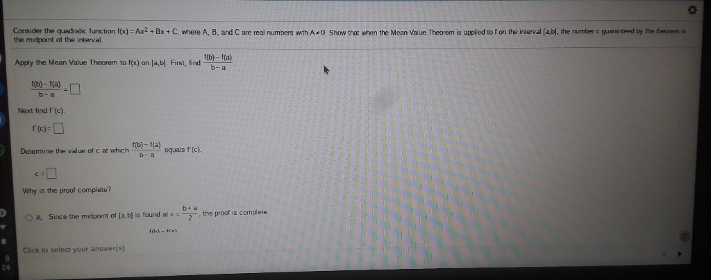 Solved Consider the quadratic function f(x) = Ax2 +BX+C | Chegg.com