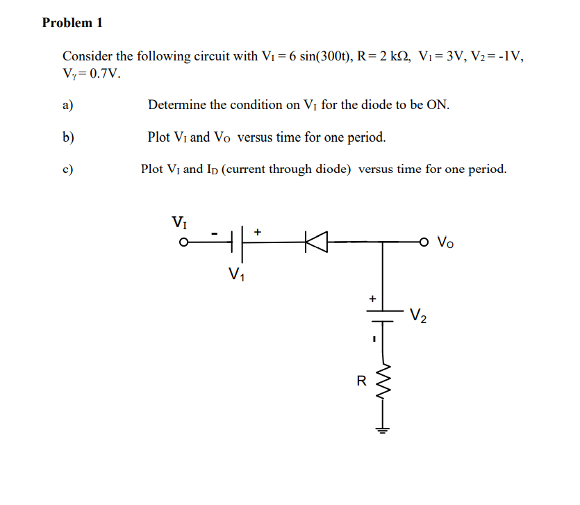 Solved Problem 1 Consider the following circuit with V1 = 6 | Chegg.com
