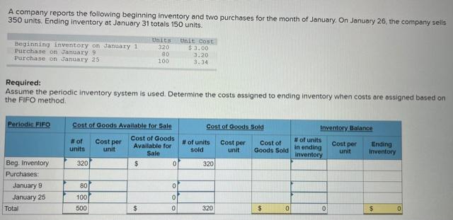 Solved A company reports the following beginning inventory | Chegg.com