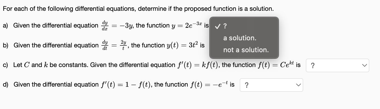 Solved For each of the following differential equations, | Chegg.com