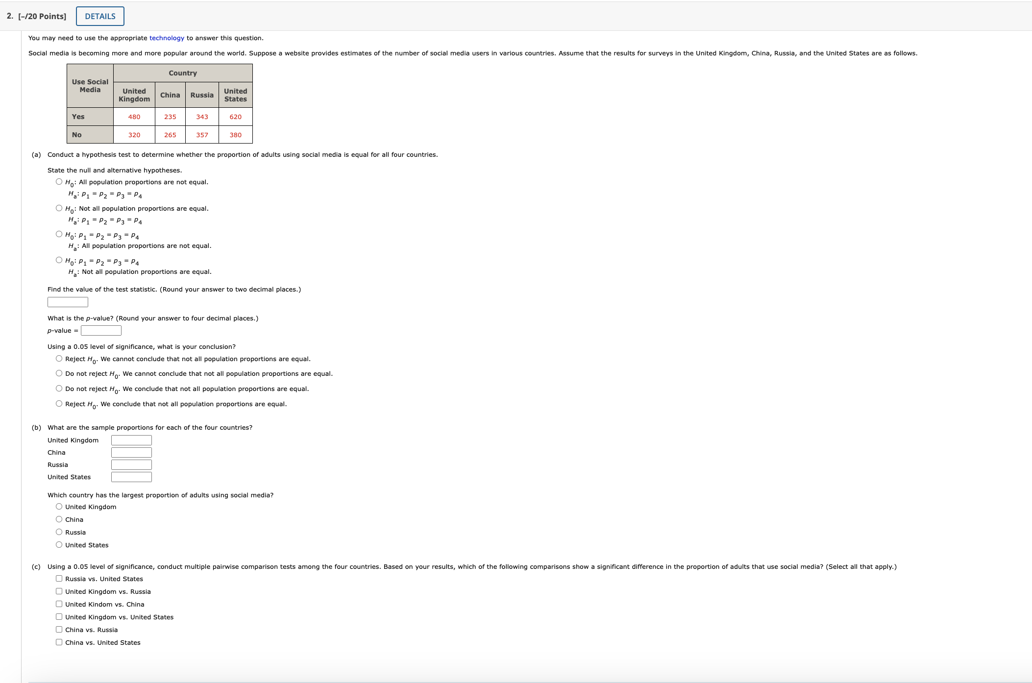 Solved (a) Conduct a hypothesis test to determine whether | Chegg.com