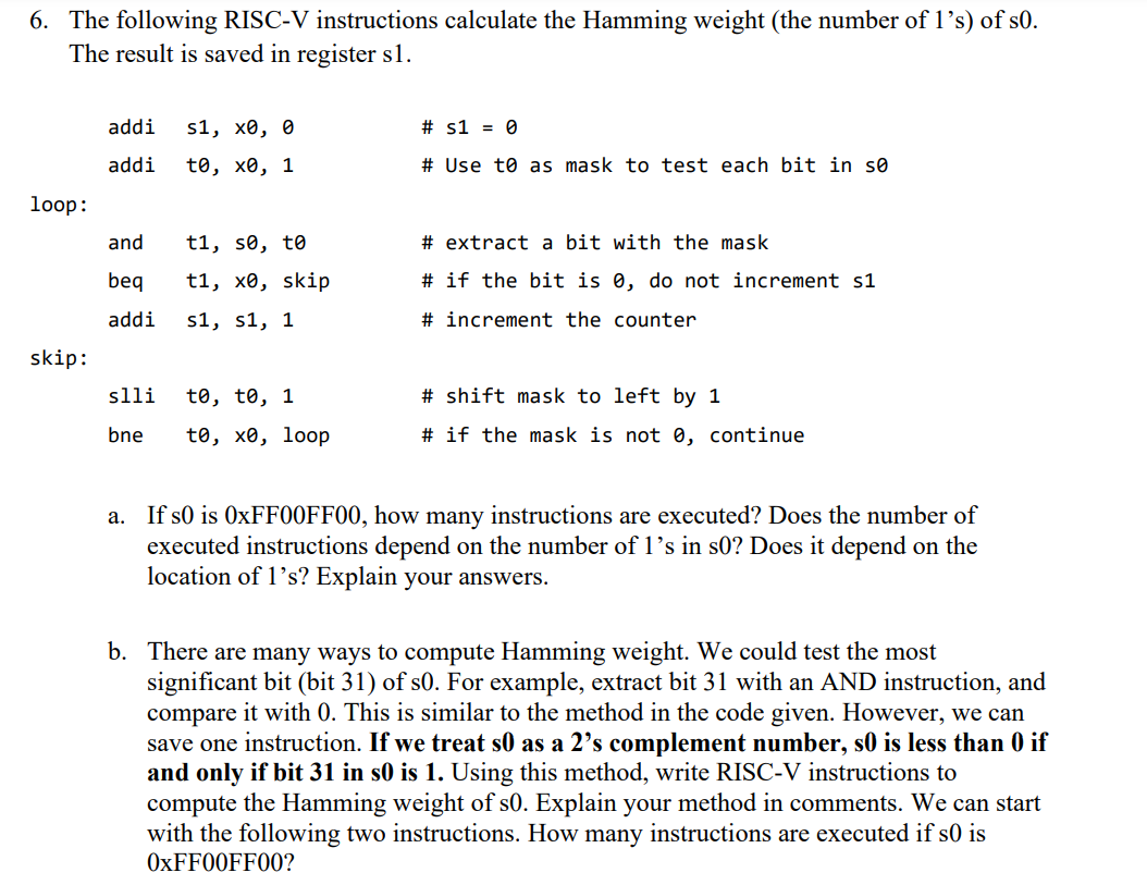 Solved 6. The following RISC-V instructions calculate the | Chegg.com