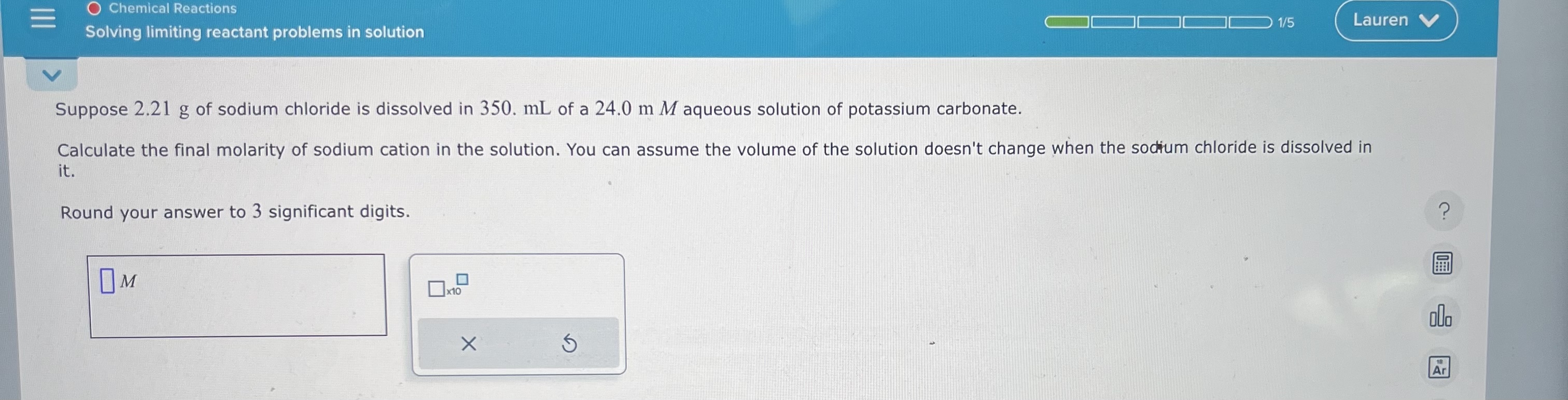 Solved Suppose 2 21 G Of Sodium Chloride Is Dissolved In