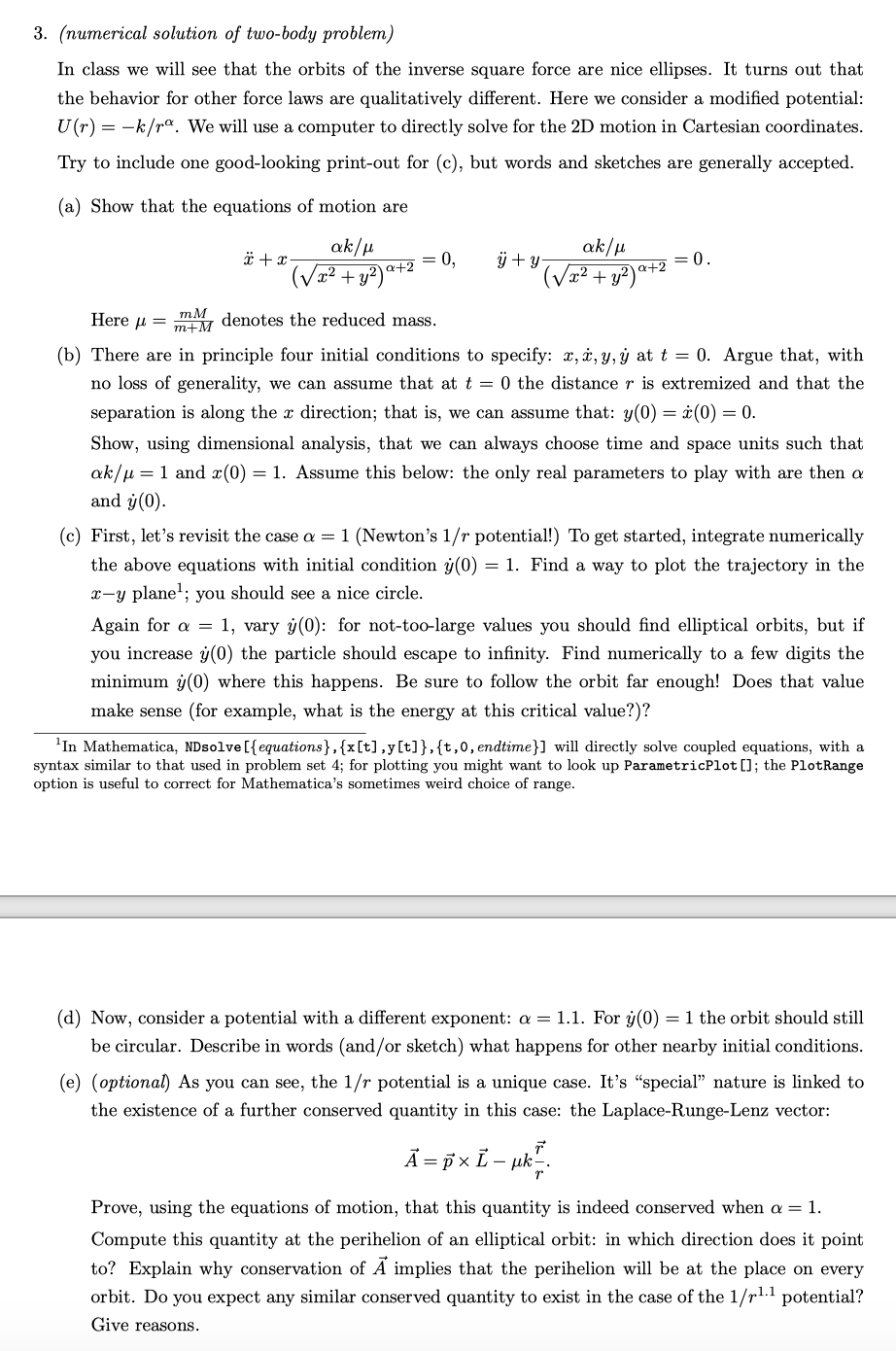 3 Numerical Solution Of Two Body Problem In Cla Chegg Com