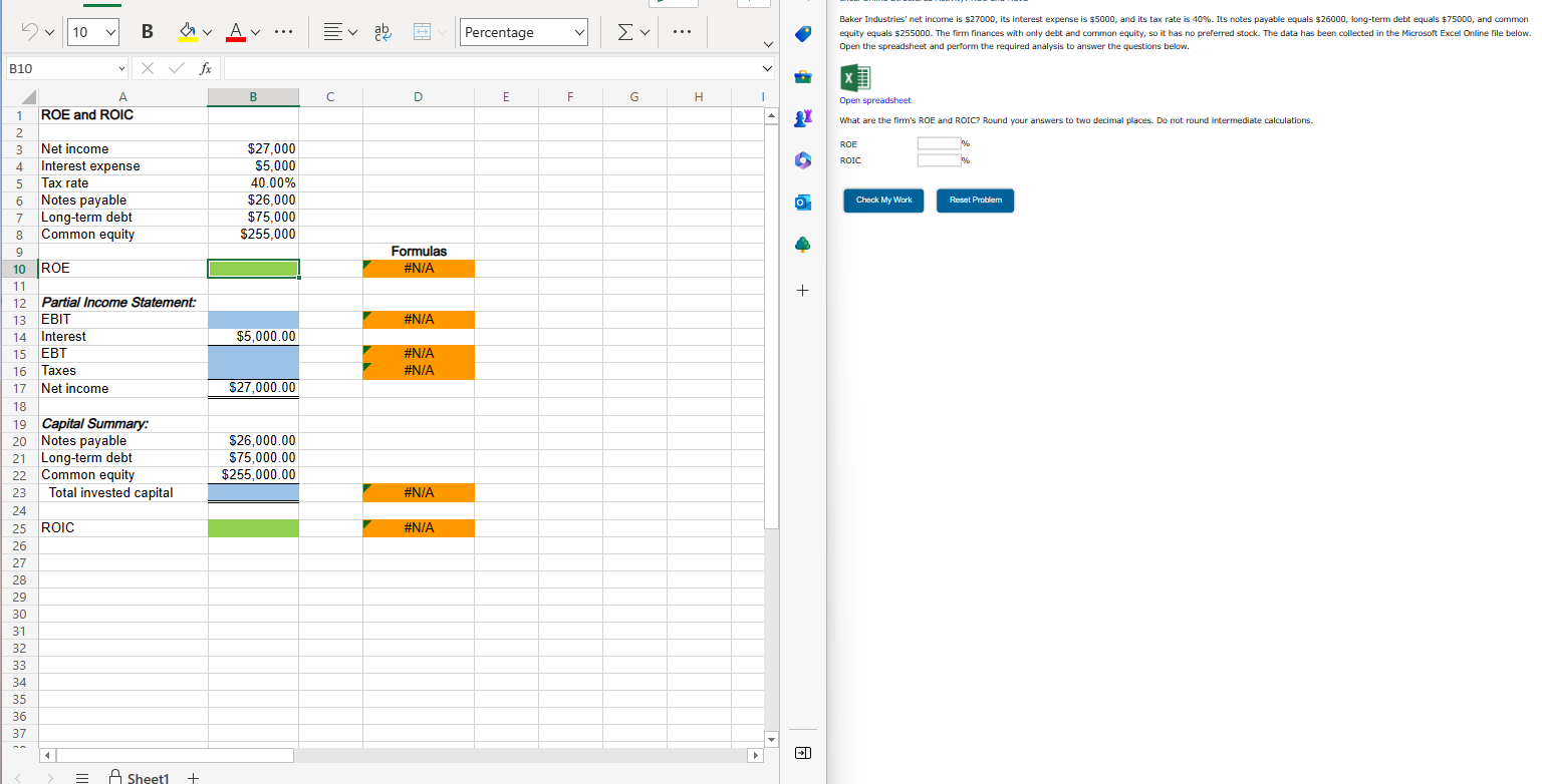 Solved Baker Industries' net is 27000, its interest