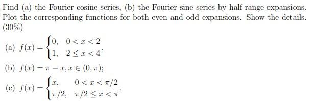 Solved Find (a) The Fourier Cosine Series, (b) The Fourier | Chegg.com