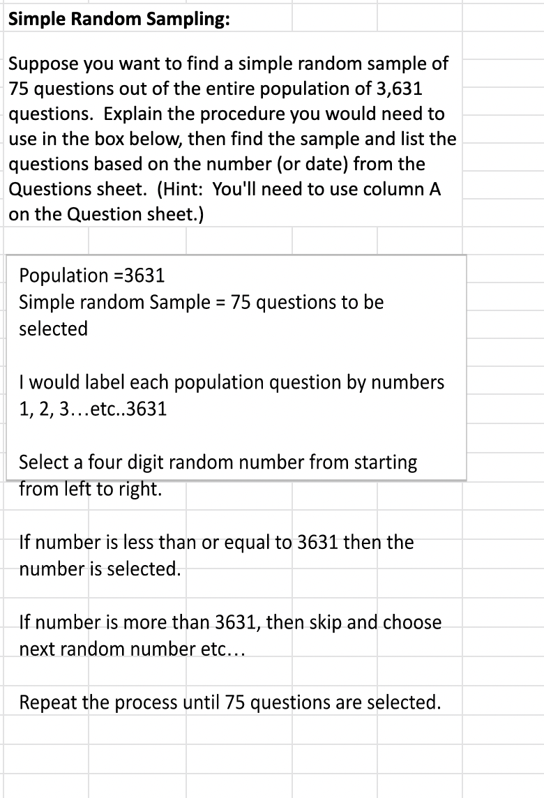 Solved Simple Random Sampling: Suppose you want to find a | Chegg.com