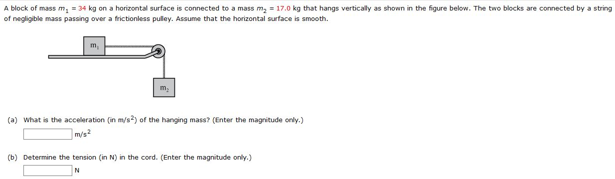 Solved A Block Of Mass M2 = 34 Kg On A Horizontal Surface Is 