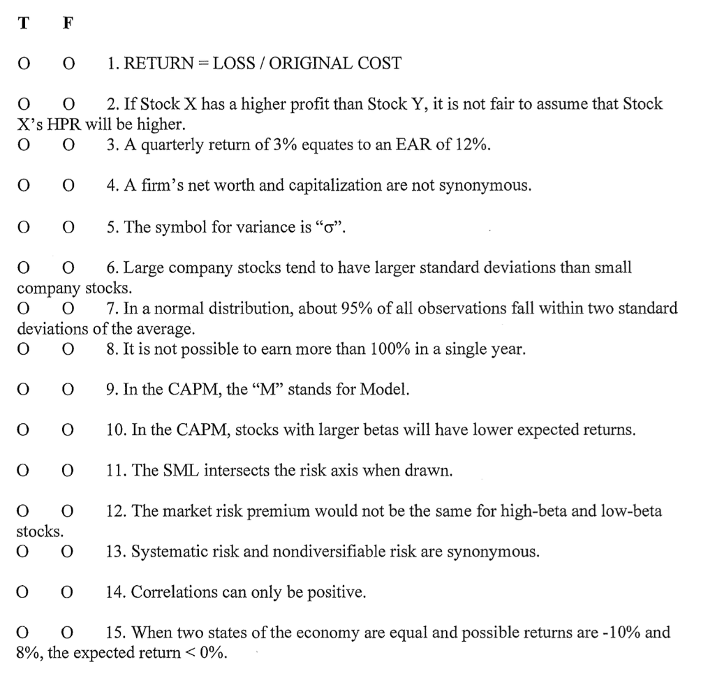 Solved T F 0 0 1 Return Loss Original Cost 0 0 2 If