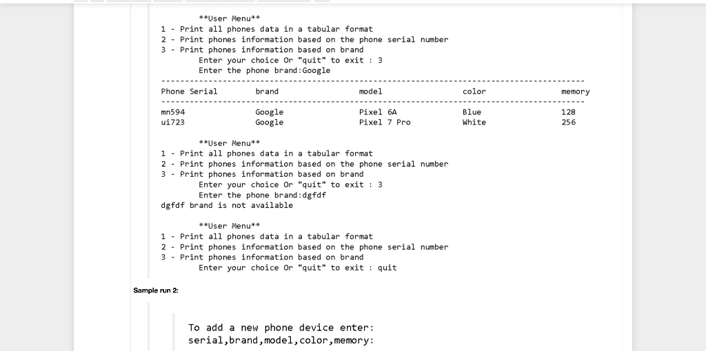 Solved Write a Python program that stores information about | Chegg.com