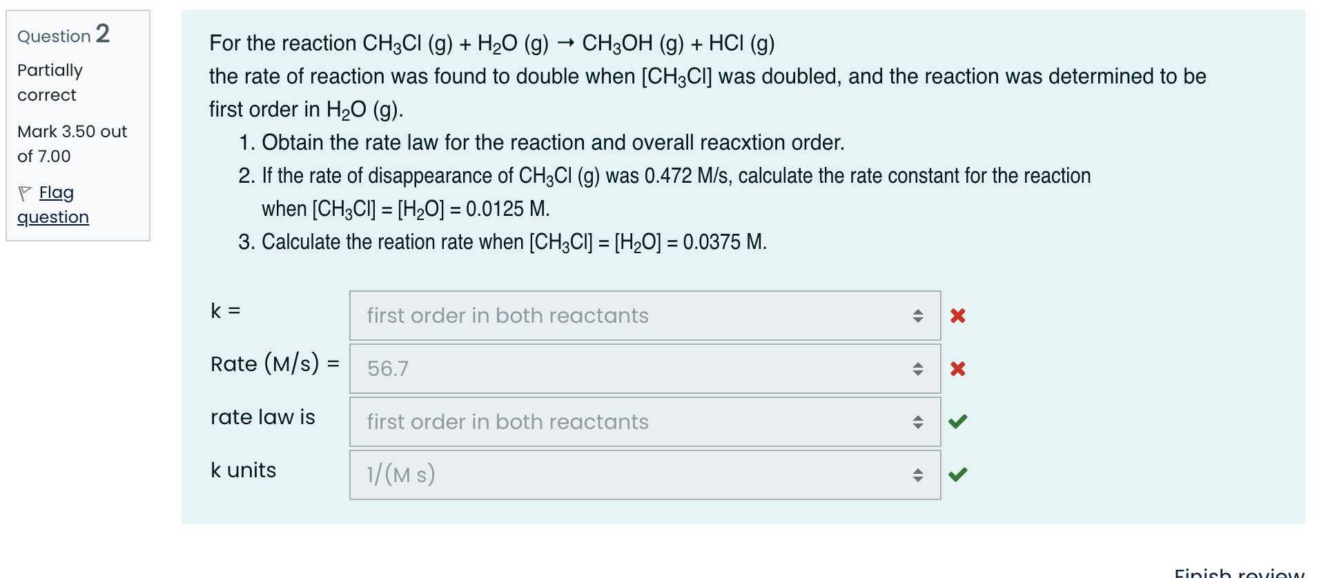 Solved For The Reaction CH3Cl G H2O G CH3OH G HCl G The Chegg Com   PhpWrk6q9